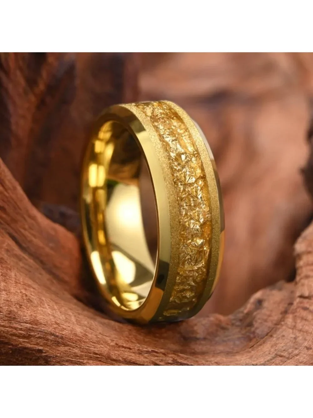 Stylish 8mm/6mm Gold Tungsten Wedding Bands for Men & Women - Durable & Elegant
